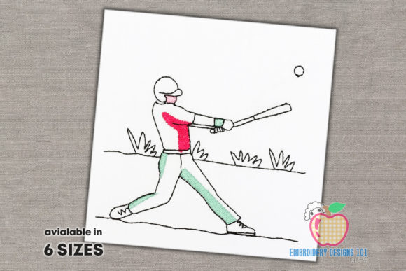 Baseball Player Hits the Ball Embroidery Design Review