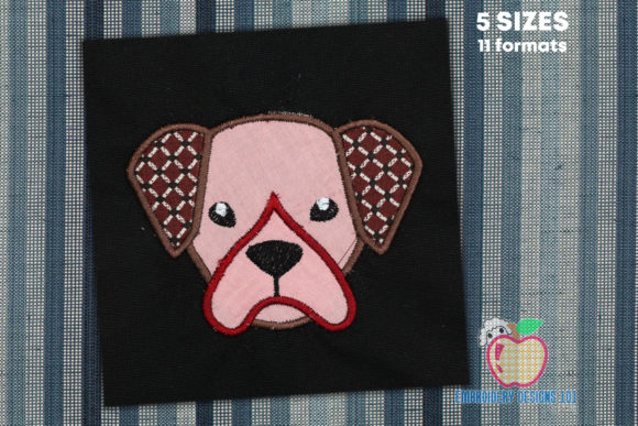 Boxer Dog Head Applique: A Versatile Embroidery Design for Apparel Projects