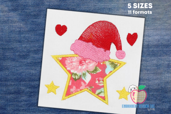 Christmas Star Hat Applique for Seasonal Embroidery Projects