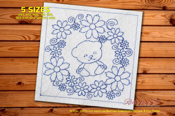 Cute Baby Bear in Floral Circle Review for Embroidery Sellers