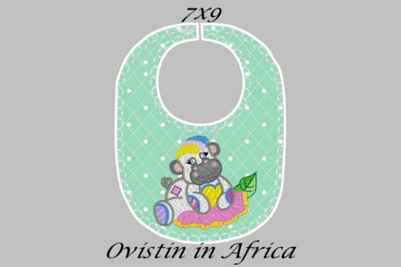 Cute Green Baby Hippo Bib Small: A Fresh Embroidery Design for Craft Fairs