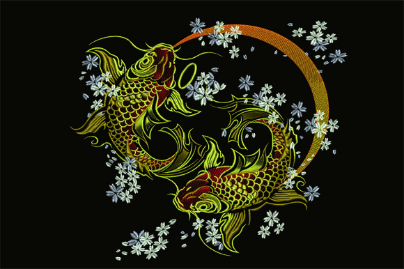 Gold Koi Embroidery Design Review for Boutique Apparel Projects