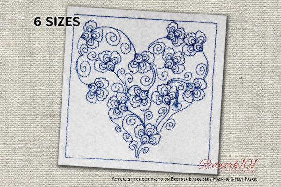 Love Shaped Flower Heart Redwork Review