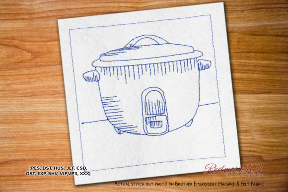 Rice Cooker Bluework for Embroidery Projects