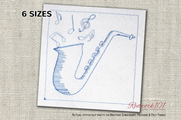 Saxophone Lineart Design: A Versatile Embroidery File for Creative Projects