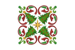 Tree Quilt Block: A Festive Embroidery Design for Seasonal Creations