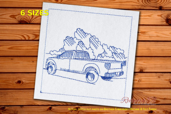 Truck Back Side View Lineart for Seasonal Embroidery Projects